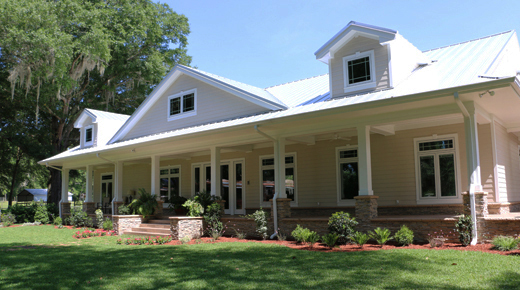 Newberry Architect, photo of custom home under construction, wood framed exterior walls