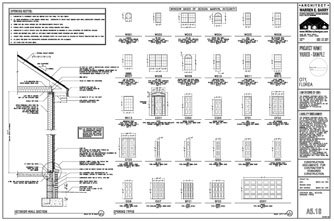 Architectural Documents, custom home plans, exterior wall section, door and window elevations